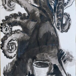 o.T., aus der Serie „Dream 2“, Tusche auf Papier, 29,5cm x 22cm, 2023